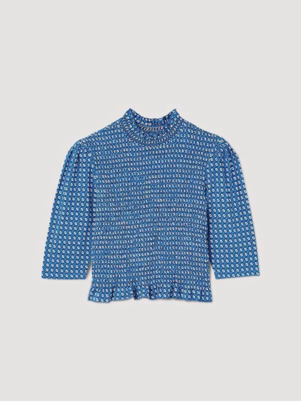 Sandro Printed Mock Neck Top